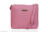 Darkzom Pink PU Sling Bag - Spacious main compartment, zipper pocket, fashionable crossbody or sling bag, perfect gift for various occasions, solid PU leather material