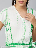 Green dyed/washed rayon women's jumpsuit with short sleeves, made from quality rayon fabric, style from StyleStone