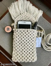 Handmade macrame sling bag, 100% cotton cord, size 7*5 inches, minimalist design, premium quality material
