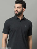 Cotton blend solid polo t-shirt for men, short sleeves, logo on chest - Renuovo, size XXL (46in/29in) made in India