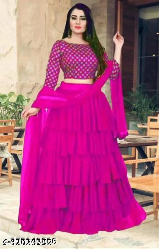 Indian satin-net choli & dupatta set, semi-stitched (waist 43in, length 45in), best quality