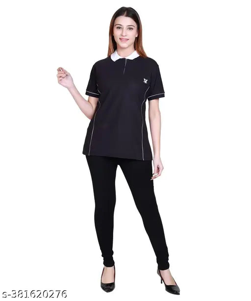 Short sleeve cotton women's t-shirt in unique style, elevate everyday elegance