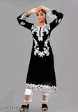 Floral embroidered Georgette-Crepe salwar suit set, new designer work with full sleeve top and white pent Kurta