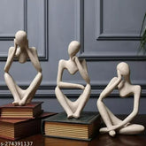 Modern art resin and marble man showpiece (9.5x6x13cm), set of 3 for living room or house warming gifts