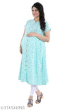 Viscose Rayon printed maxi nursing kurti with discreet zip, comfortable maternity wear for all occasions, Indian-origin
