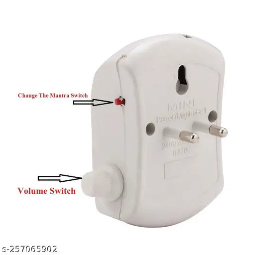 Plastic Jain Navkar Mini Mantra Bell, perfect for home/festival. High-quality, plug & play design, creates a meditative atmosphere." (108 characters)