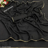 Vichitra Silk party wear saree with separate blouse, solid pattern and satin lace border, free size, Indian origin
