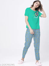 Cotton blend printed nightsuit for ladies, pack of 1 - Indian-made sleepwear in various sizes M, L, XL