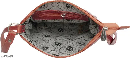 Tan faux leather Crazy Zipper bag: compact, water-resistant sling with adjustable strap, 1 main zip compartment, inner & back wide pocket, for daily essentials