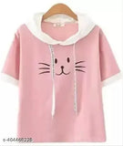 Cotton blend printed net Urbane Partywear women's tunic top, short sleeves, size M