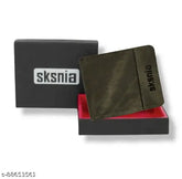 Brown faux leather Byfold wallet for men by SKSNIA, durable modern design, perfectly sized for everyday carry