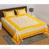 Pure cotton Queen size double bedsheet with 2 pillow covers, 160 TC, vibrant patterned Indian design