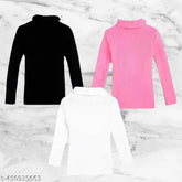 Woolen striped high neck full sleeve sweaters combo (3 pack) for boys and girls, soft wool material, ideal for winter