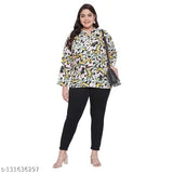 Plus size rayon printed V-neck top for women, XL to 5XL, casual wear with eye-catching prints, made by Vinaan (India)