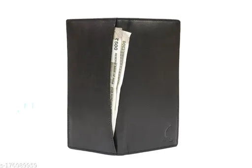 Leather wallet for men by Chandair, branded, solid-pattern, 2-compartment, free size (9cm x 11cm)