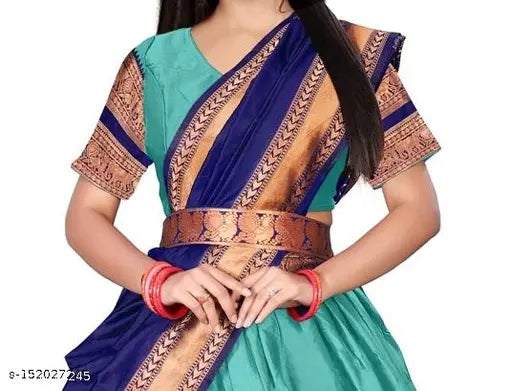 Art Silk South Indian flared bridal lehenga Choli for girls, featuring Solid Zari patterns. Unstitched with Litchi Silk filling, available in multiple sizes including free size