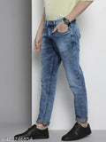 Dark blue cotton blend men's jeans by The Indian Garage Co. - Perfect fit for casual wear
