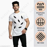 White printed polyblend linen quality t-shirt for daily casual wear
