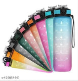 Multicolor unbreakable silicone water bottle, motivational time marker, durable BPA-free, non-toxic, for office gym detoxing eBook included