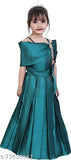 Teal satin sleeveless frock for girls (India), 3-4 years size