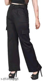 Brown cotton lycra solid-pattern HF-Cotrise pants for women (size 26/30/32/34) on a clothing hanger