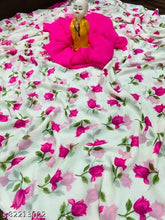 Fancy printed daily wear saree in Georgette fabric, free size, 5.5m length, India origin