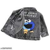 Boys printed denim jacket, long sleeves, vibrant design for kids wear in various sizes (2-3Y, 3-4Y, 4-5Y, 5-6Y, 6-7Y, 7-8Y), made in India