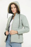 Grey Melange PU jacket, long sleeves, BLUSHH COLLECTION women's solid coat for coming season, India