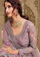 Purple embroidered semi-stitched lehenga set, floral print for women & girls, Indian ethnic wear