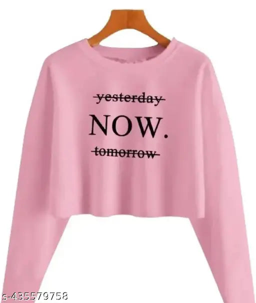 Trendy white cotton-blend long sleeve top with printed net pattern, stylish for women's wardrobe