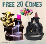 Indian poly resin Shivji & Ganeshji showpiece with 20 free incense cones, decorative figure on display