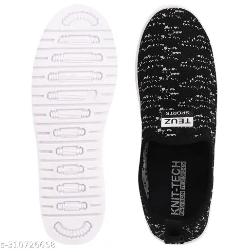 Nubuck black and grey printed ballerinas from LISA, comfortable and stylish slip-on shoes for women in sizes IND-5, IND-6, IND-7, IND-8. Made in India