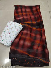 Chiffon Shibori printed saree, dyed/washed with embellished net blouse, free size from India