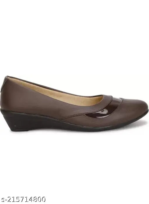 Brown synthetic leather women's ballerinas - stylish slip-on flats from India