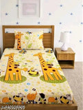 Cotton flat sheets, single size with cartoon print, ideal for summer, adult use