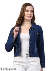 crop plain denim jacket for girls, solid color denim, long sleeves, clean look for sizes 12-16 years (India origin)