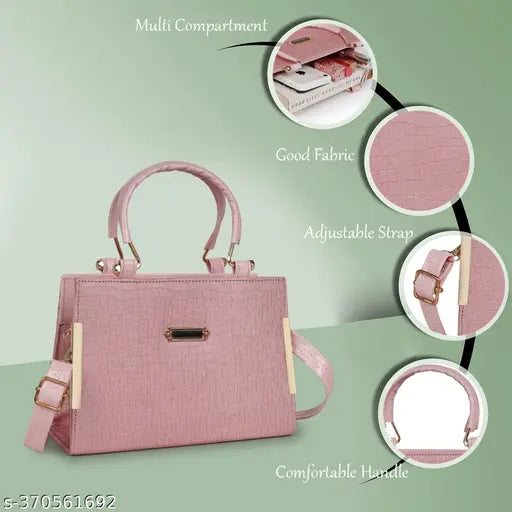 PU Women's Fashion Sling Bag, solid net pattern, adjustable shoulder strap, glossy hardware shackle, free size, waterproof. Made in India