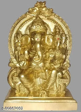 Poly resin Ganesh Laxmi idol, 15cm tall Hindu deity figurine on a pedestal, Indian origin