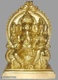 Poly resin Ganesh Laxmi idol, 15cm tall Hindu deity figurine on a pedestal, Indian origin
