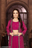 Havy Fox Gorgette Kurta Set with stitched embroidery blouse, three-quarter sleeve Indian ethnic wear on mannequin