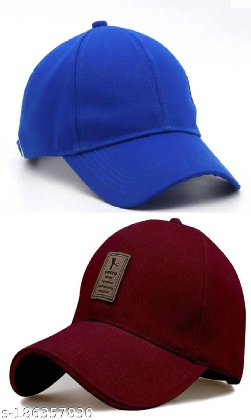 Adjustable cotton baseball caps, boys and girls set, Ediko brand combo in solid colors on display
