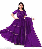White net gown for girls, short sleeves, solid pattern, size 6-7 years, Indian origin