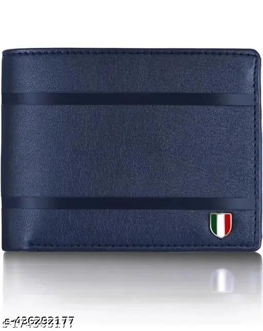 Men's casual leatherette wallet, solid color design with durable stitching and additional photo/card sleeves. High-quality artificial leather wallet for men, perfect gift accessory