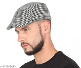 Men's wool checked casual flat caps for multiple occasions, suitable for fishing, driving, hunting, or golfing