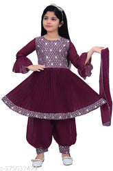 Georgette Patiala girls ethnic wear dress, embroidered anarkali with dupatta, perfect for festivals and weddings