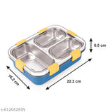 Blue stainless steel 3-compartment lunch box with steel cutlery, air-tight seal, and water insulation for office, school, or travel use. Food grade SUS304 + PP material ensures durability and safety. Ideal for busy lifestyles and meal preparation of healthy foods