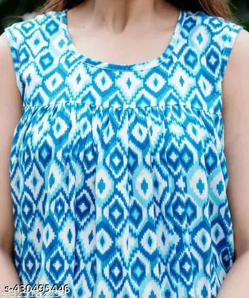 Cotton flower printed night suit top & pajama set, sleeveless and comfortable loungewear for women