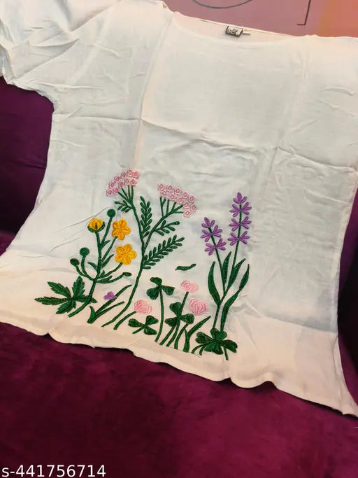 Beautiful South Cotton Embroidery Work Co-ord Set: Indian printed pyjamas & kurta with puff sleeves & pockets