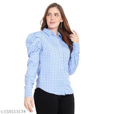 Printed cotton long-sleeve shirt, vibrant pattern on a solid background, size M with bust size 36in and length size 25in