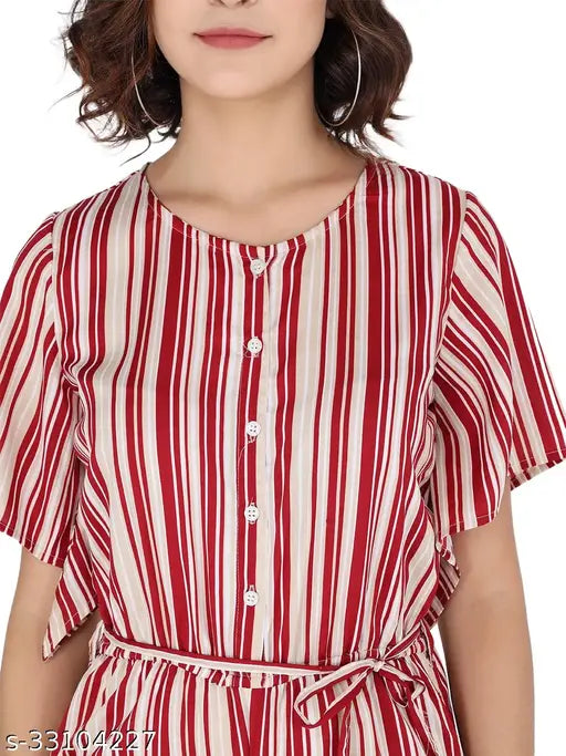 Printed polyester glamorous women's jumpsuit (S-XL), ideal for casual or formal occasions with jeans/jeggings/leggings. Approx. length: 26". Machine wash only